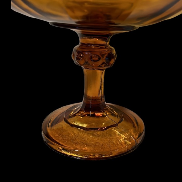 Vintage Amber Glass Stemmed Fruit Bowl - Picture 2 of 5